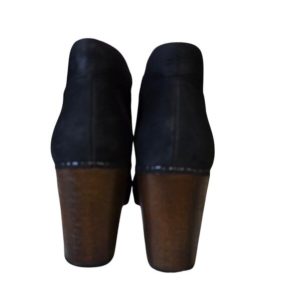 Dansko Black Nubuck Platform Heeled Cut Out Peep Toe Booties Shoes EUC 8.5-9 - Picture 4 of 12